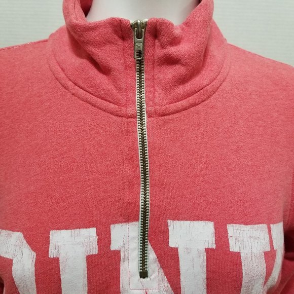 Victoria's Secret PINK sweatshirt Small dog logo graphic 1/4 zip collegiate - Picture 12 of 15